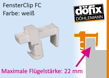 Fensterrahmenbreite beim Döfix Fenster Clip Doefix FC - 22 mm Fensterbreite